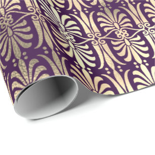 Art Deco Gold Champaigne Lila Violet Amethyst Geschenkpapier