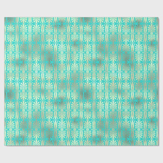 Art Deco Gold Champaigne Mint Grüner Ozean Geschenkpapier (Flach)