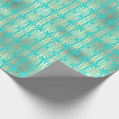 Art Deco Gold Champaigne Mint Grüner Ozean Geschenkpapier (Ecke)