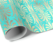 Art Deco Gold Champaigne Mint Grüner Ozean Geschenkpapier (Rolleneckpunkt)