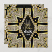Art Deco Gold Diamond Wedding Einladung (Vorne/Hinten)
