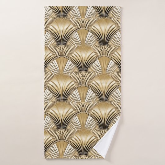 Art Deco Gold Elfenbeinmuster Badehandtuch (Badehandtuch)