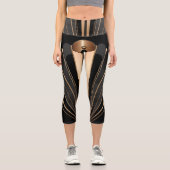 Art Deco Gold Fan Geometric Elegance Capri Leggings (Vorderseite)