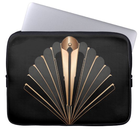 Art Deco Gold Fan Geometric Elegance Laptopschutzhülle (Vorderseite)