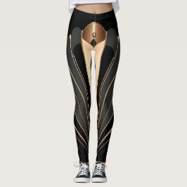 Art Deco Gold Fan Geometric Elegance Leggings