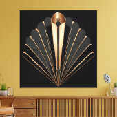 Art Deco Gold Fan Geometric Elegance Leinwanddruck (Insitu (Wohnzimmer))