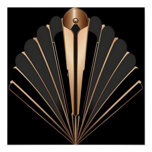 Art Deco Gold Fan Geometric Elegance Poster (Vorderseite)