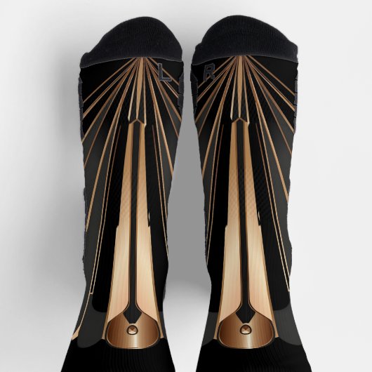 Art Deco Gold Fan Geometric Elegance Socken (Oben)