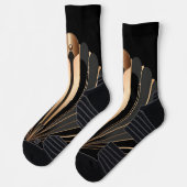 Art Deco Gold Fan Geometric Elegance Socken (Links)