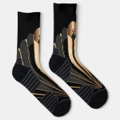 Art Deco Gold Fan Geometric Elegance Socken (Rechts)