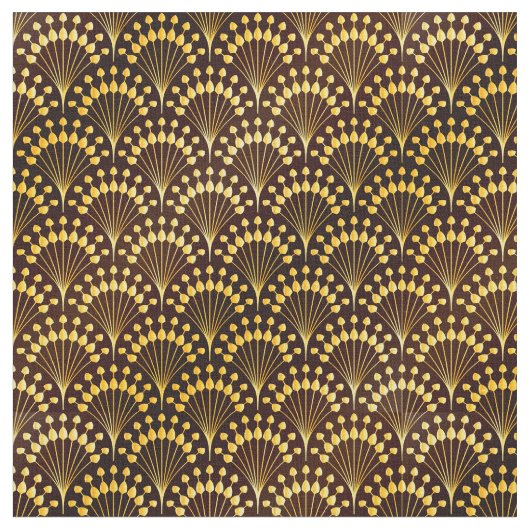 Art Deco Gold Fan Muster Stoff (Nahaufnahme)