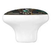 Art Deco Gold Filigree Emerald Green und Black Keramikknauf (Seitenansicht)
