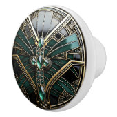 Art Deco Gold Filigree Emerald Green und Black Keramikknauf (Rechts)