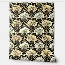 Art Deco Gold Floral Fan Accent Wall