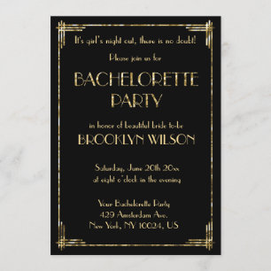 Art Deco Gold Foil Junggeselinnen-Abschied Einladung