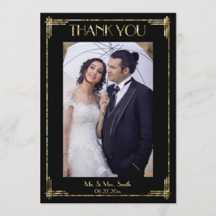 Art Deco Gold Foil Vielen Dank für Ihre Hochzeitsk Dankeskarte
