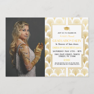 Art Deco Gold Foto Abschluss Gatsby Party der 1920 Einladung