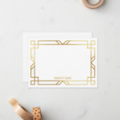 Art Deco Gold Frame Personalisiert Stationierung Mitteilungskarte (Vorderseite/Rückseite Beispiel)