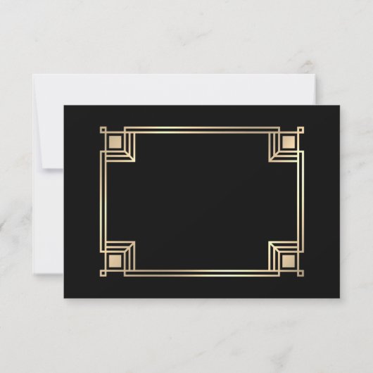 Art Deco Gold Frame QR Code Wedding Response Card RSVP Karte (Rückseite)