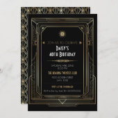 Art Deco Gold Frame Roaring 20 Party Einladung (Vorne/Hinten)