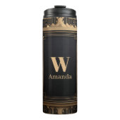 Art Deco Gold Frame with Custom Name and Initial Thermosbecher (Vorderseite)