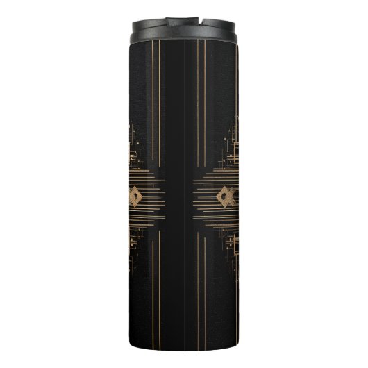 Art Deco Gold Frame with Custom Name and Initial Thermosbecher (Rückseite)