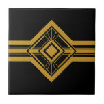 Art Deco Gold Geometrische Grenzen Schwarz Fliese<br><div class="desc">Stilvolle Deko-Stil goldene geometrische Detail Zierleisten dekorative Keramik Kachel auf einem schwarzen Hintergrund. Bitte beachten Sie, dass Gold ein senfgelber Flachdruck ist und keine Goldfarbe ist. Das Vintage Interieur des Dekos ist stilvoll und originell.</div>