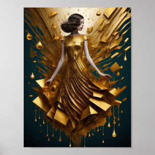 Art Deco Gold Girl Poster