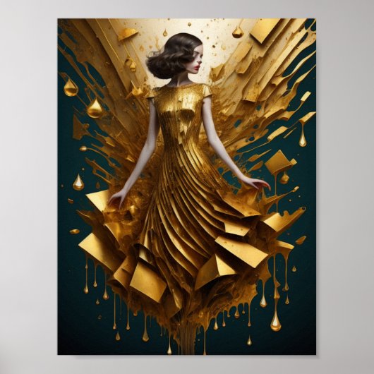 Art Deco Gold Girl Poster (Vorne)
