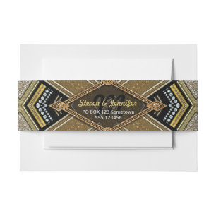 Art Deco Gold Glam Belly Bands Einladungsbanderole