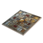 Art Deco Gold Grau Rost Braun Geometrisch Fliese (Seite)
