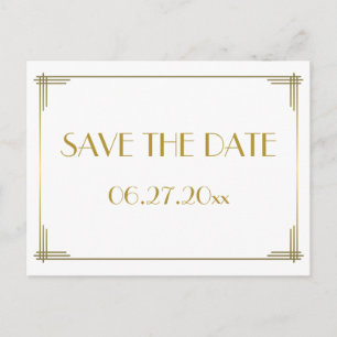 Art Deco Gold Great Gatsby Save the Date Postkarte