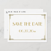Art Deco Gold Great Gatsby Save the Date Postkarte (Vorne/Hinten)