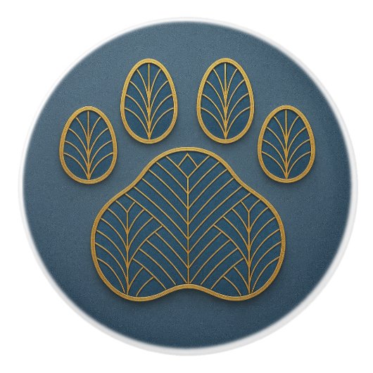 Art Deco Gold & Green "Metalwork" Paw Keramik Knoc Keramikknauf (Vorderseite)