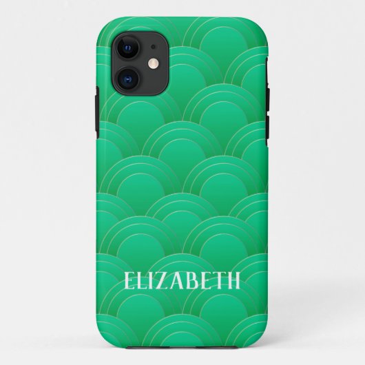 Art Deco Gold Green Name Personalisiert Custom Case-Mate iPhone Hülle (Rückseite)