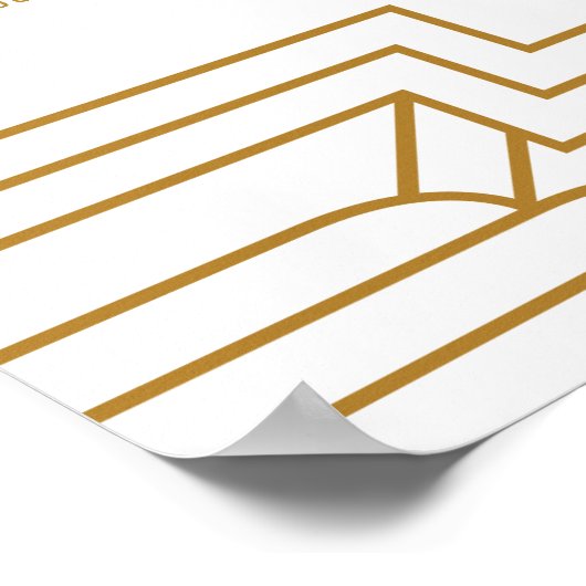 Art Deco Gold Ironwork Seating Chart Landschaft Poster (Ecke)