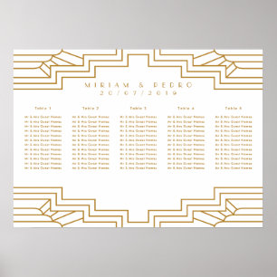 Art Deco Gold Ironwork Seating Chart Landschaft Poster