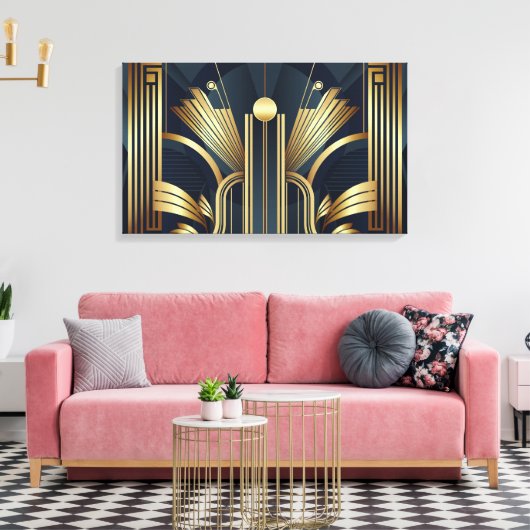 Art Deco Gold Leinwanddruck (Insitu (Wohnzimmer))