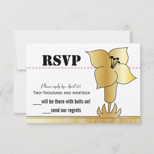 Art Deco Gold Lily Moderne Typografie Hochzeit (Vorderseite)