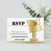 Art Deco Gold Lily Moderne Typografie Hochzeit (Stehend Vorderseite)