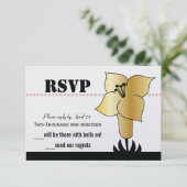 Art Deco Gold Lily Moderne Typografie Hochzeit Save The Date (Stehend Vorderseite)