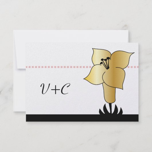 Art Deco Gold Lily Moderne Typografie Hochzeit Save The Date (Rückseite)