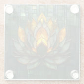 Art Deco Gold Lotus Green Tilework Print Glasuntersetzer (Rückseite)
