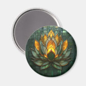Art Deco Gold Lotus Green Tilework Print Magnet (Vorderseite/Rückseite)