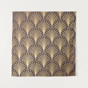 Art Deco Gold: Minimalistischer geometrischer Luxu Wandteppich
