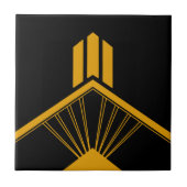 Art Deco Gold Mustard Geometric Border Black Fliese (Vorderseite)