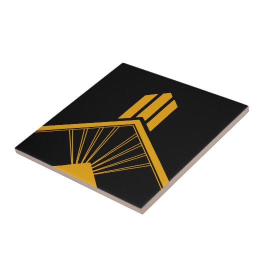 Art Deco Gold Mustard Geometric Border Black Fliese (Seite)