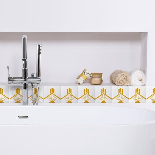 Art Deco Gold Mustard Yellow Geometric Border Fliese