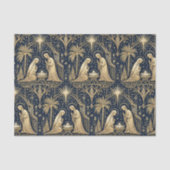 Art Deco Gold Nativity Pattern on Navy Seidenpapier (Vorderseite)
