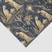 Art Deco Gold Nativity Pattern on Navy Seidenpapier (Ausschnitt)
